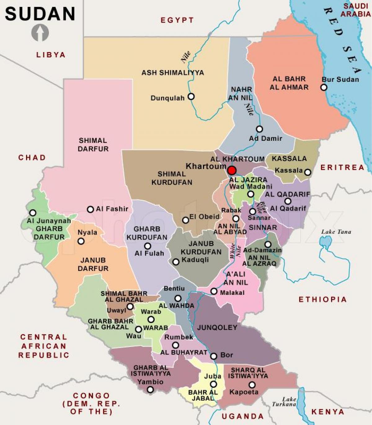 Landkarte von Sudan-Regionen