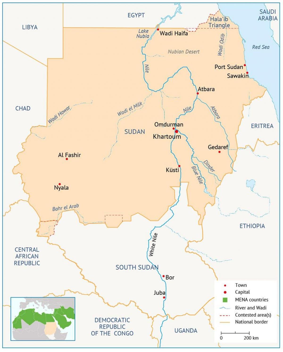 Karte von Sudan river