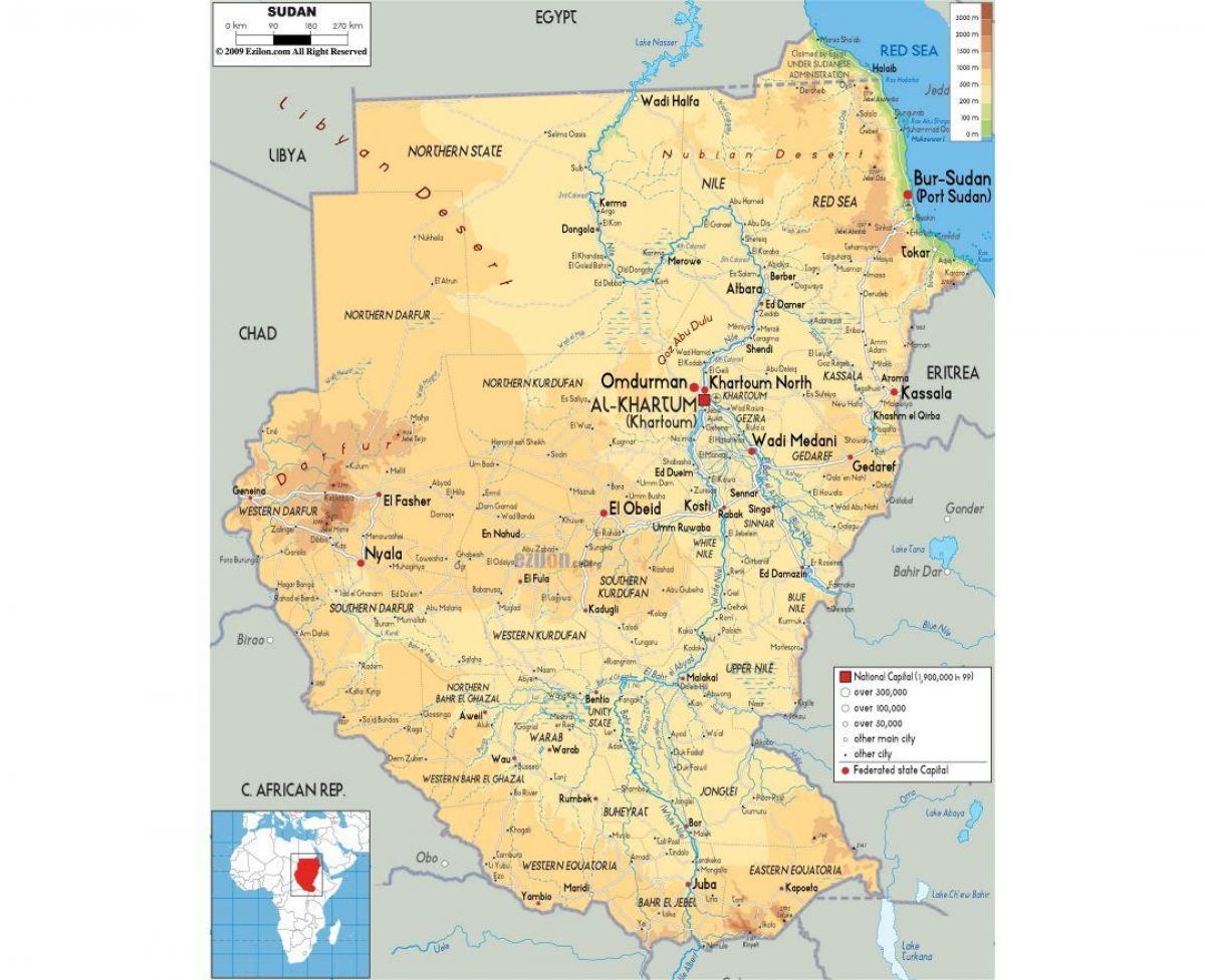 Karte von Sudan Straßen